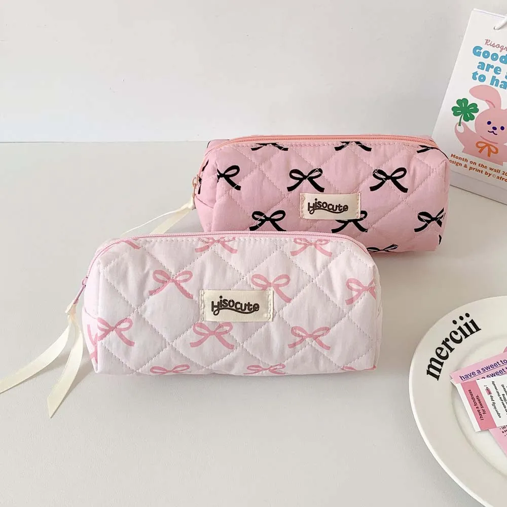 Korean Desk Setup - Bowknot Bow Stationery Bag Desktop Storage