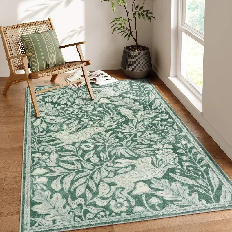 Desk Setup Green - Living Room Carpet Soft Washable Rugs