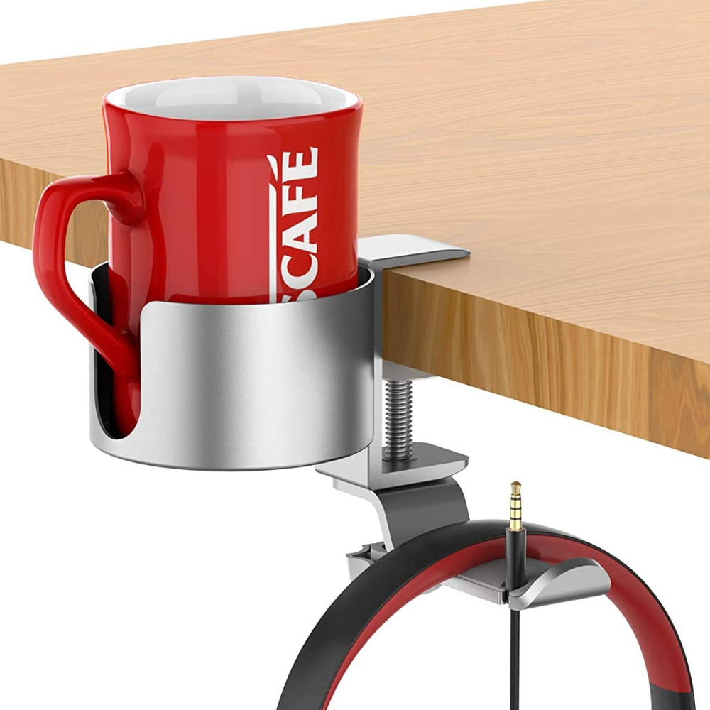 Desk Setup For Office - 360° Rotating Desk Headphone Holder with