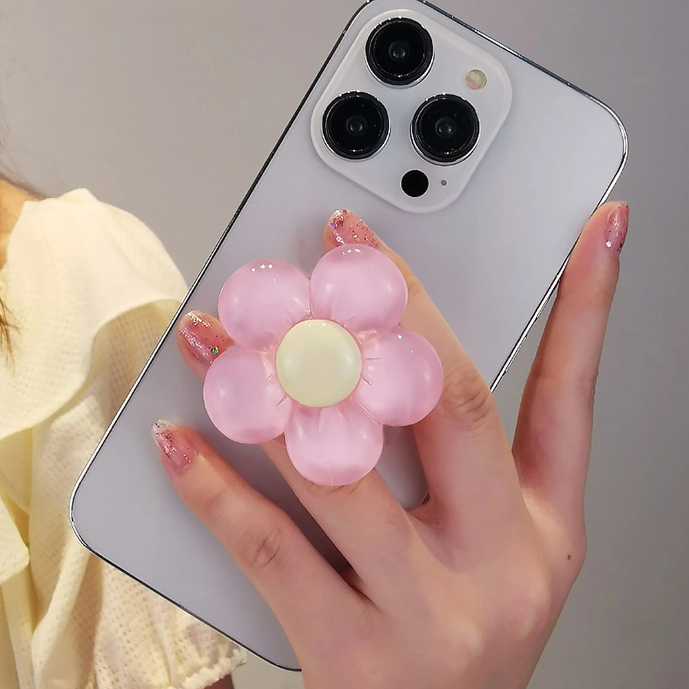 Korean Desk Setup - Korean Cute 3D Transparent Flower Phone
