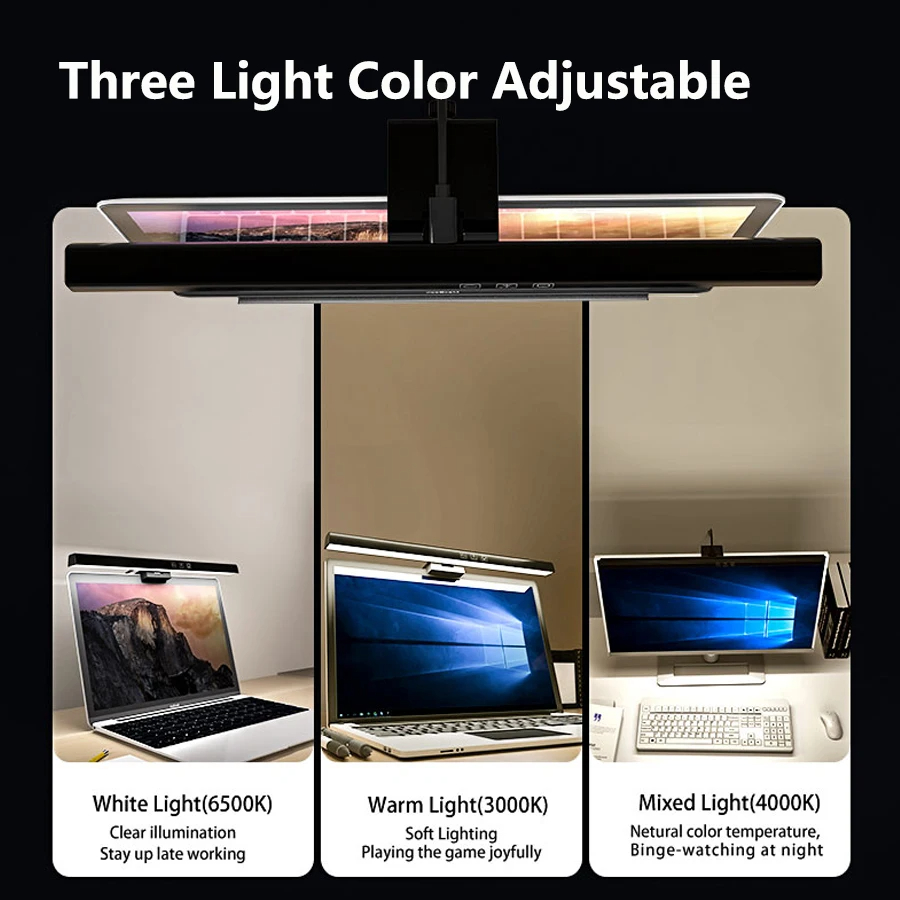 LED Monitor Light Bar 33cm 50c - đánh giá và giá Desk Setup On Bed