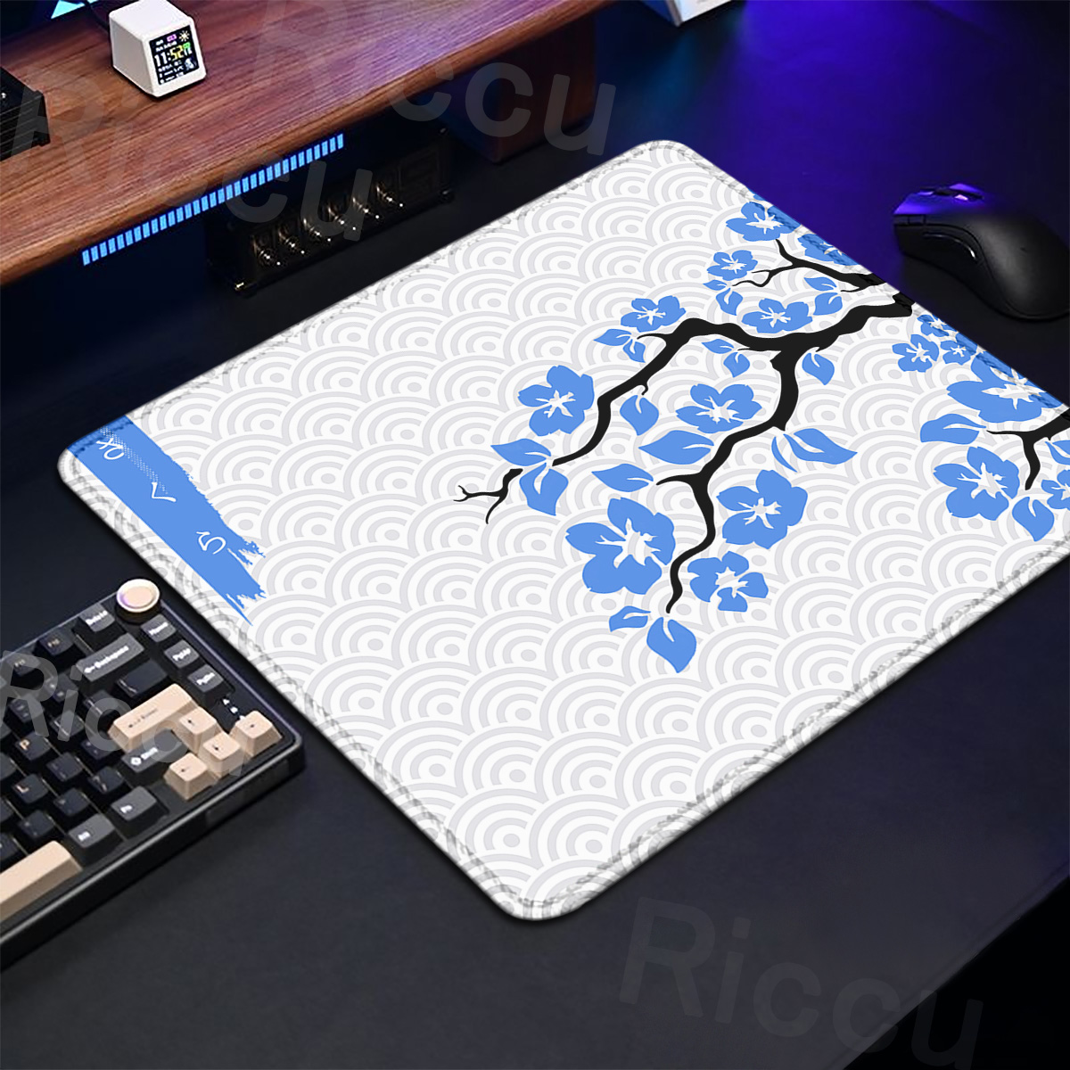 Purple Sakura Table Pad Gaming - đánh giá và giá Korean Desk Setup