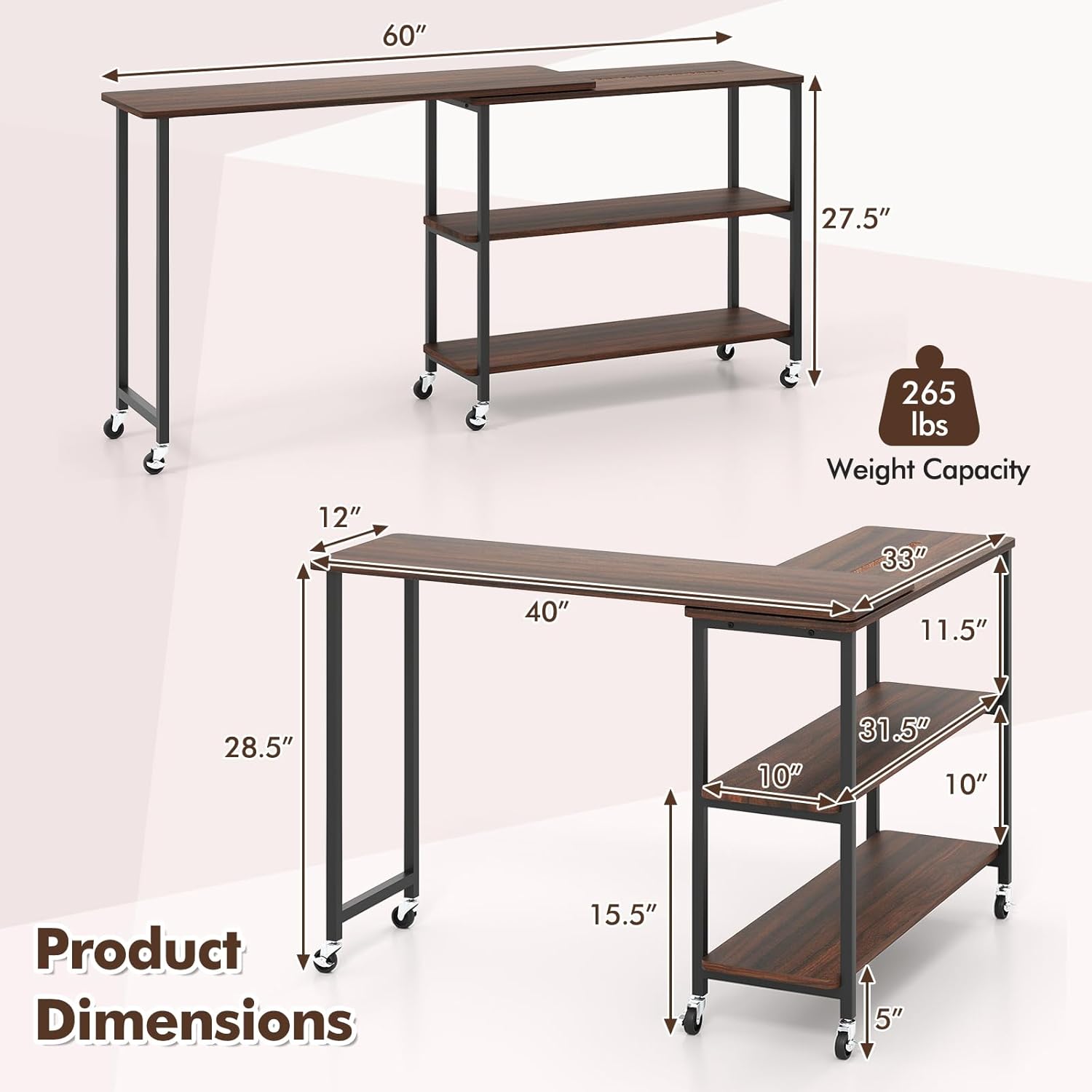 360° Rotating Side Table with  - đánh giá và giá Desk Setup Notebook