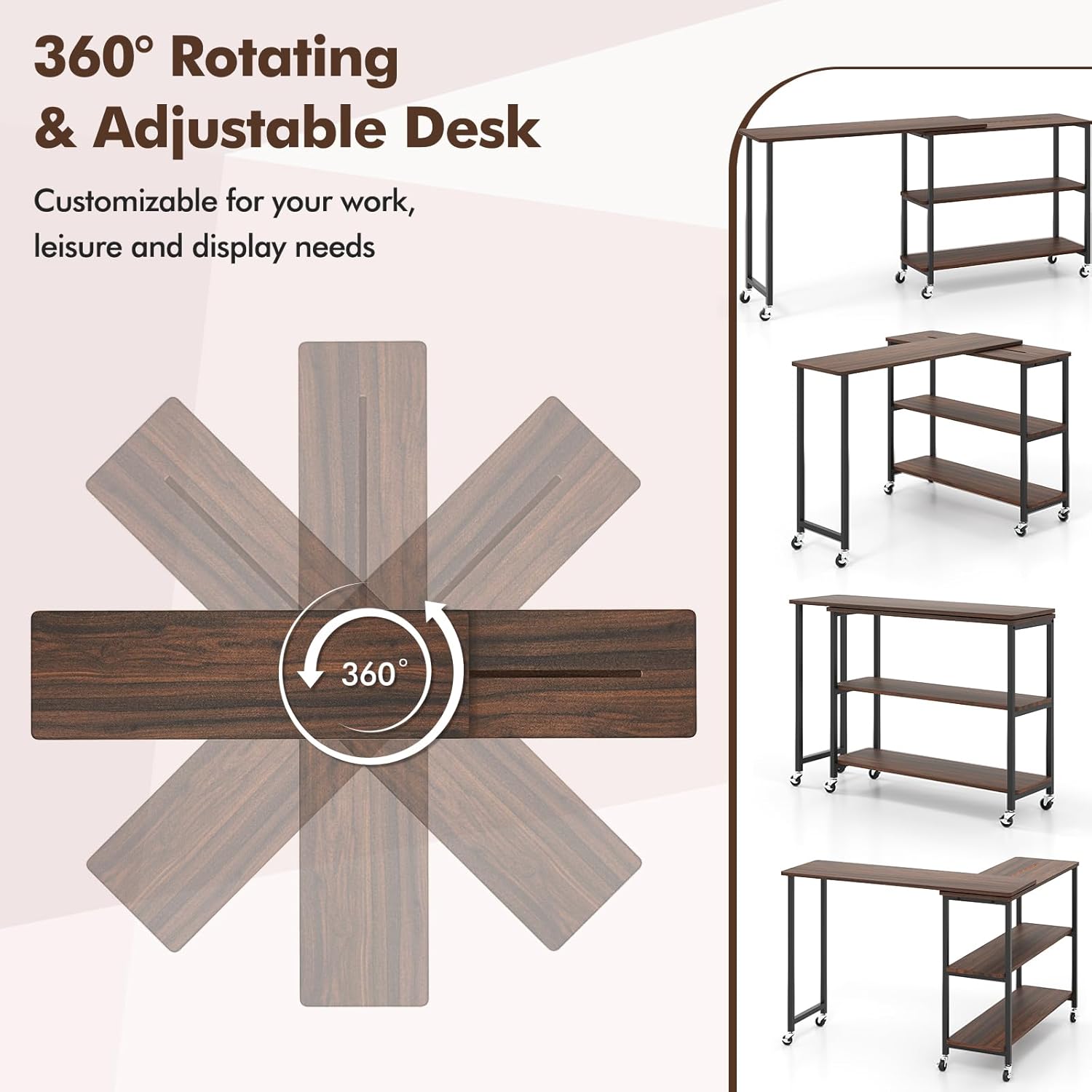 360° Rotating Side Table with  - đánh giá và giá Desk Setup Notebook