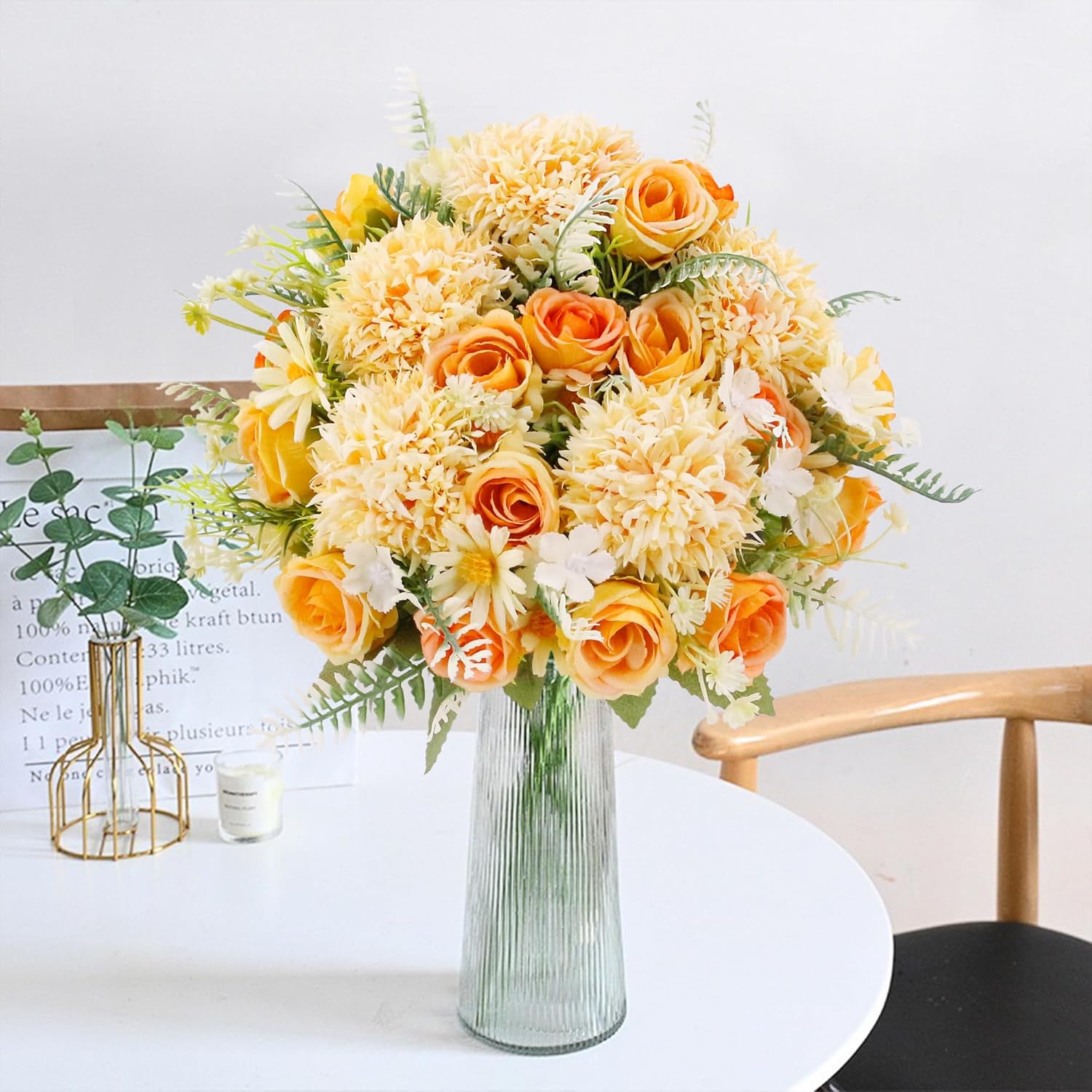 Artificial Flower Rose Chrysan - đánh giá và giá Desk Setup Computer