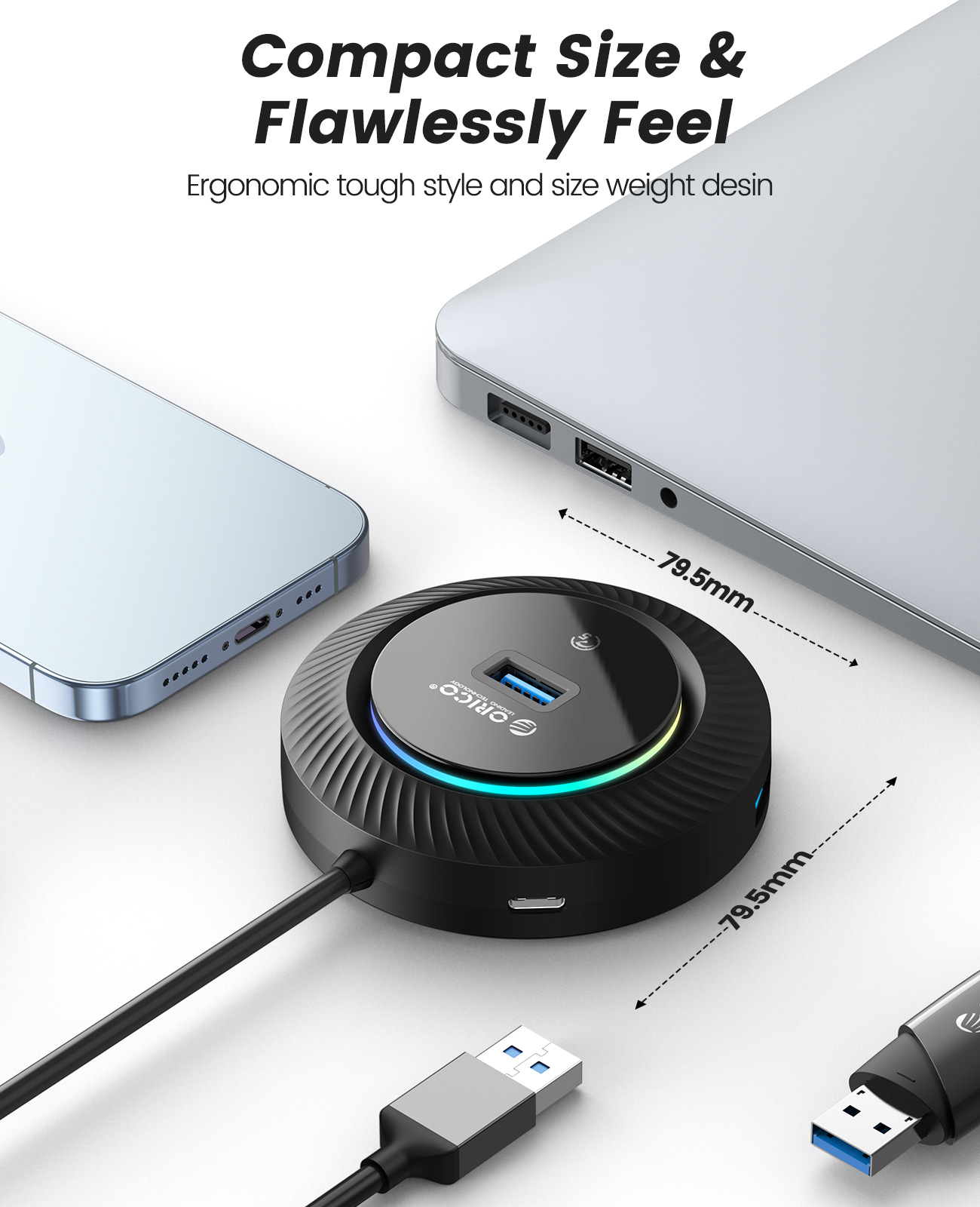 ORICO RGB USB3.0/Type-C HUB Wi - đánh giá và giá Desk Setup Hub