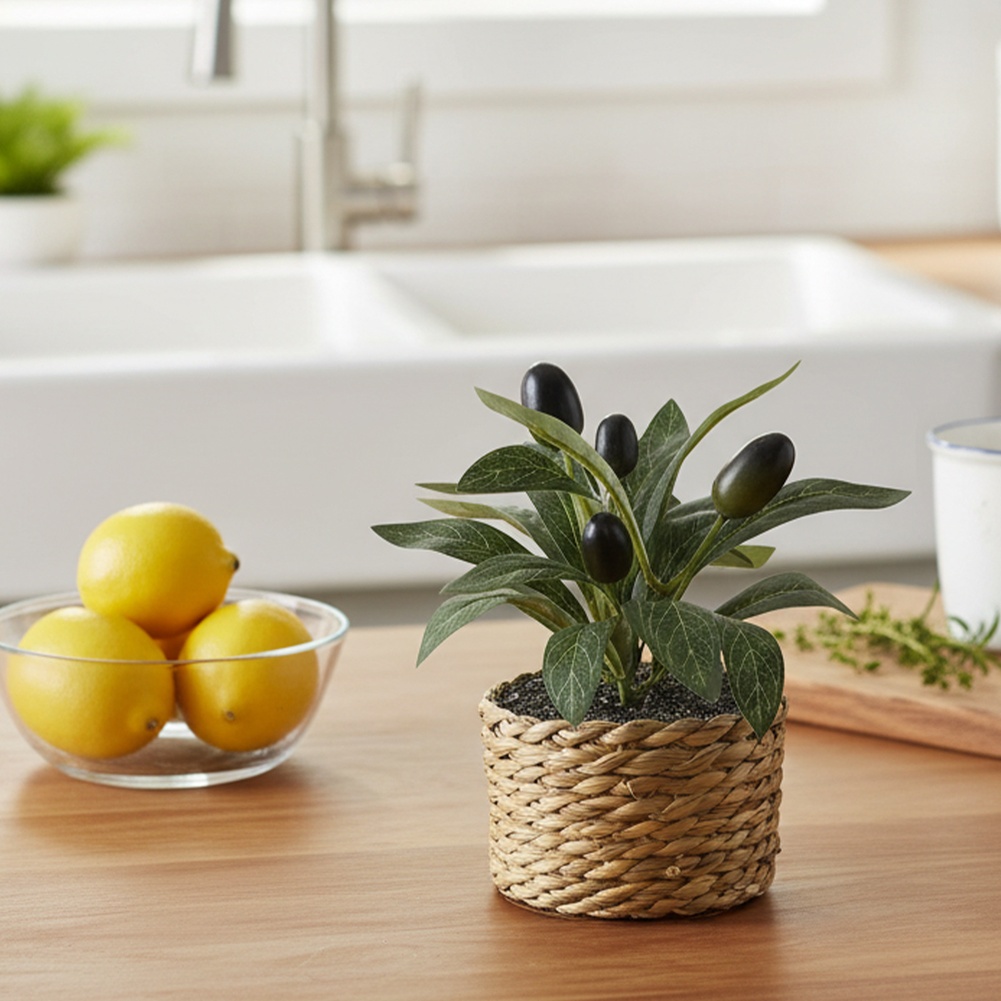 Artificial Olive Tree Potted P - đánh giá và giá Desk Setup Green