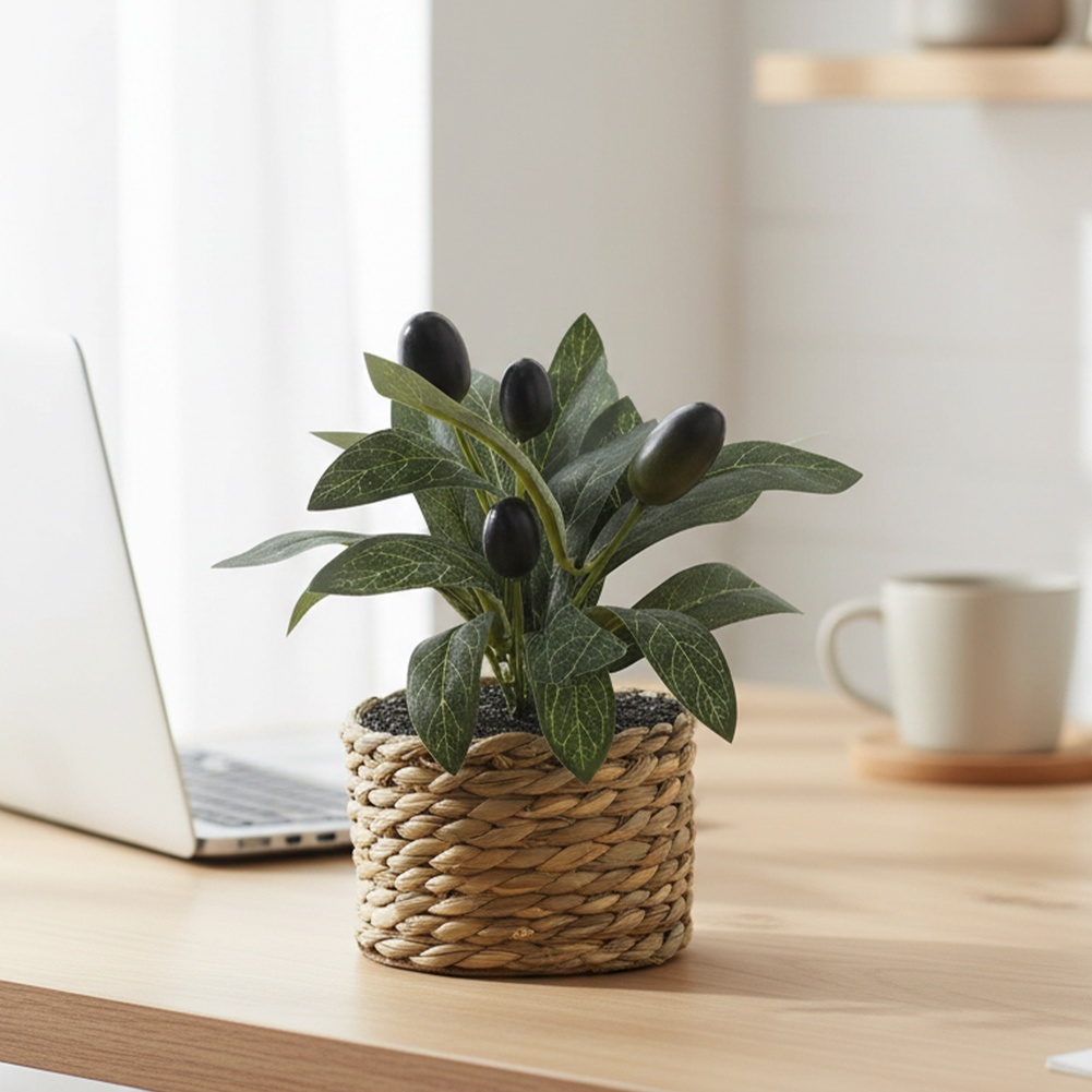 Artificial Olive Tree Potted P - đánh giá và giá Desk Setup Green