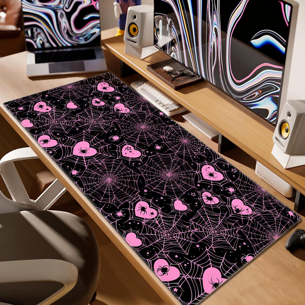90x40 White or Pink Spiderweb  - đánh giá và giá Desk Setup For Office