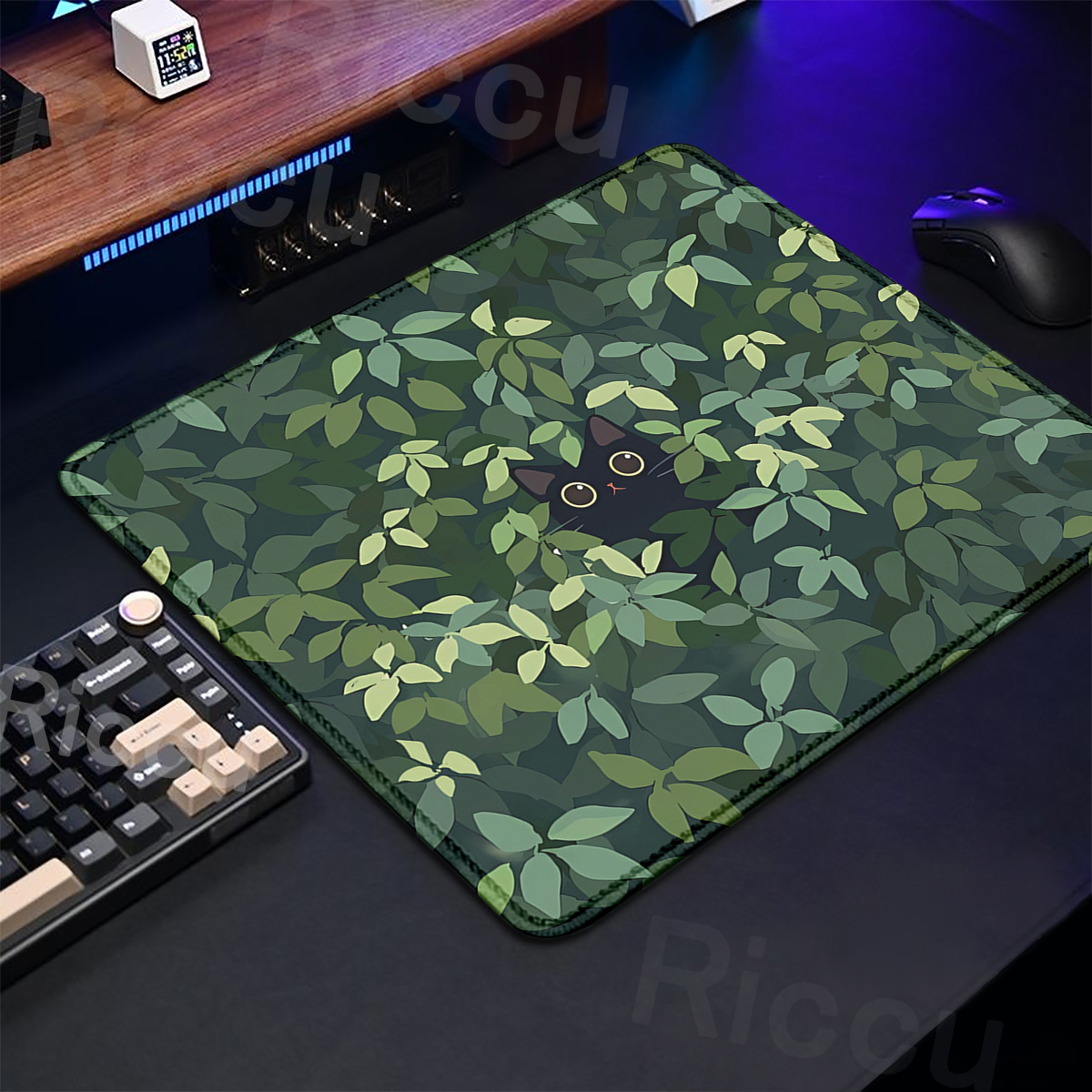 Kawaii Black Cat Mousepad 18x2 - đánh giá và giá Korean Desk Setup