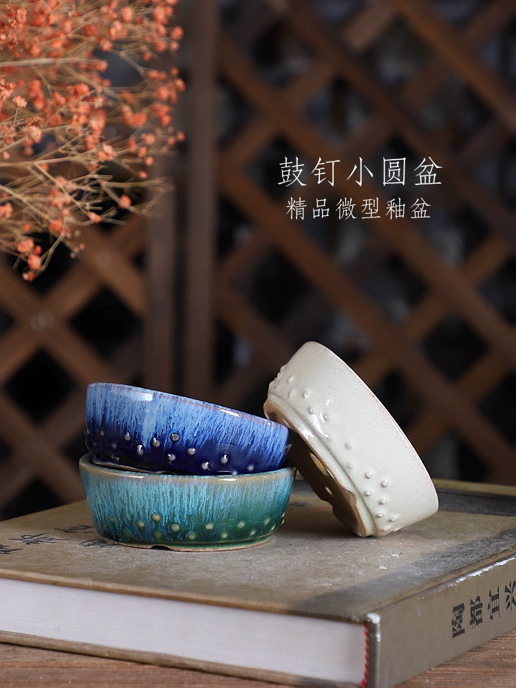 Porcelain Round Glazed Bonsai  - đánh giá và giá Desk Setup Green