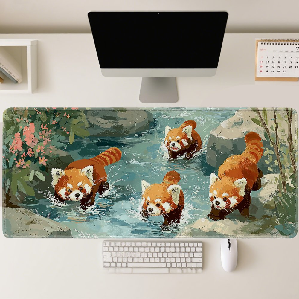 Four Red Pandas Playing in Str - đánh giá và giá Desk Setup Streaming