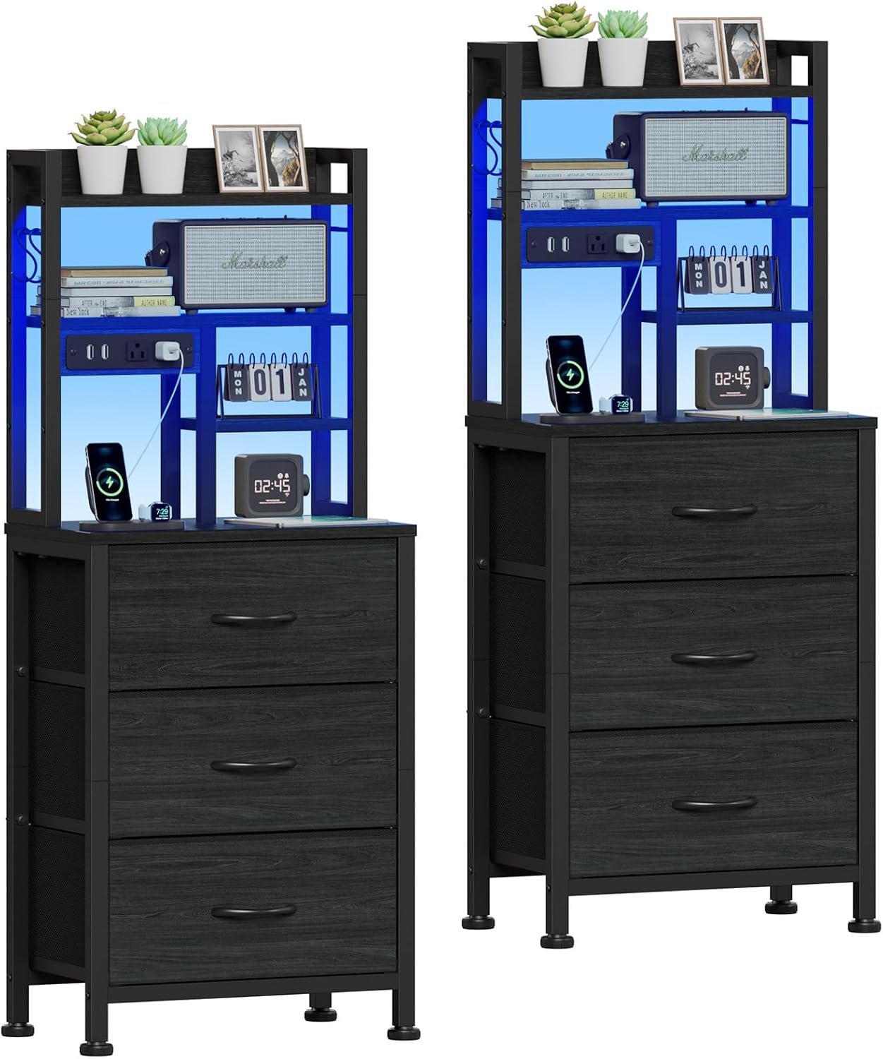 Nightstands Set of 2, Tall Nig - đánh giá và giá Desk Setup Oak