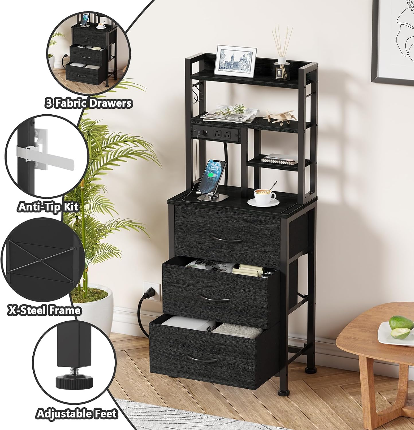 Nightstands Set of 2, Tall Nig - đánh giá và giá Desk Setup Oak